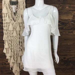 Cotton Candy LA | Ruffle Cold Shoulder Dress‎ White